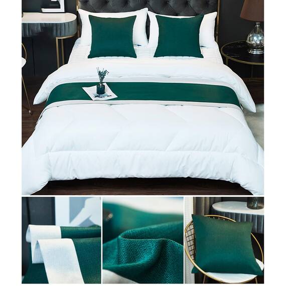 TTiiLoe Luxuriöser Bettläufer, Bettschal für Bettwäsche, Dekoration, moderne Decken, Tagesdecke, Hotel-Bettbezug, Schutz für Schlafzimmer, dunkelgrün, 50 x 180 cm für 1,2 m Bett