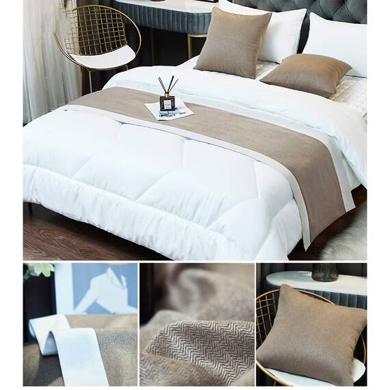 TTiiLoe Luxuriöser Bettläufer, Bettschal für Bettwäsche, Dekoration, moderne Decken, Tagesdecke, Hotel-Bettbezug, Schutz für Schlafzimmer, Khaki, 50 x 160 cm für 1 m Bett