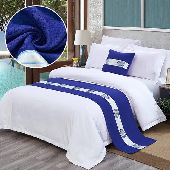 TTiiLoe Luxuriöser Bettläufer, Bett-Schal für Bettwäsche, Dekoration, moderne Decken, Tagesdecke, Hotel-Bettbezug, Schutz für Schlafzimmer, blau, 50 x 240 cm für 1,8 m Bett
