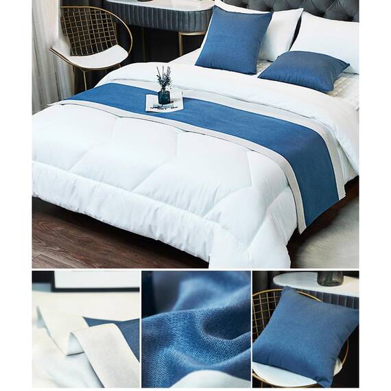 TTiiLoe Luxuriöser Bettläufer, Bett-Schal für Bettwäsche, Dekoration, moderne Decken, Tagesdecke, Hotel-Bettbezug, Schutz für Schlafzimmer, blau, 50 x 260 cm für 2 m Bett