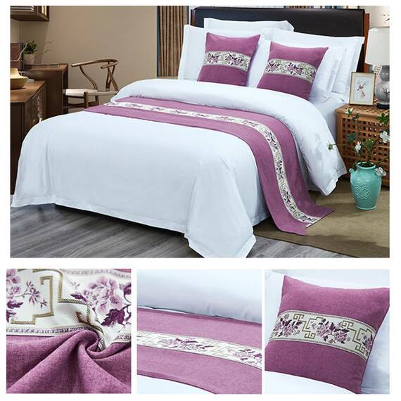 TTiiLoe Luxuriöser Bettläufer, Bettschal für Bettwäsche, Dekoration, moderne Decken, Tagesdecke, Hotel-Bettbezug, Schutz für Schlafzimmer, Lila, 50 x 240 cm für 1,8 m Bett