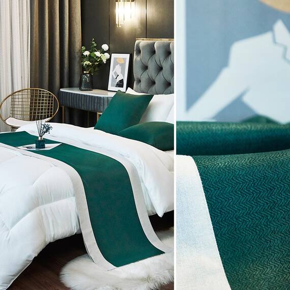 TTiiLoe Luxuriöser Bettläufer, Bettschal für Bettwäsche, Dekoration, moderne Decken, Tagesdecke, Hotel-Bettbezug, Schutz für Schlafzimmer, dunkelgrün, 50 x 160 cm für 1 m Bett
