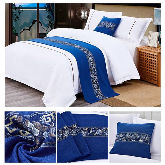 TTiiLoe Luxuriöser Bettläufer, Bett-Schal für Bettwäsche, Dekoration, moderne Decken, Tagesdecke, Hotel-Bettbezug, Schutz für Schlafzimmer, blau, 50 x 180 cm für 1,2 m Bett