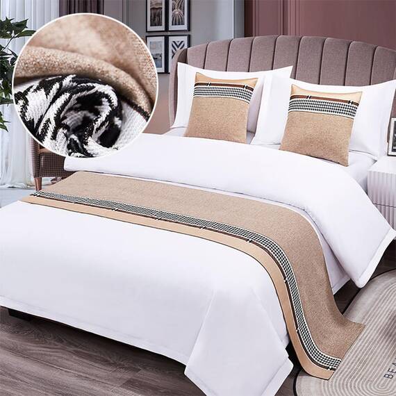 TTiiLoe Luxuriöser Bettläufer, Bettschal für Bettwäsche, Dekoration, moderne Decken, Tagesdecke, Hotel-Bettbezug, Schutz für Schlafzimmer, Khaki, 50 x 160 cm für 1 m Bett