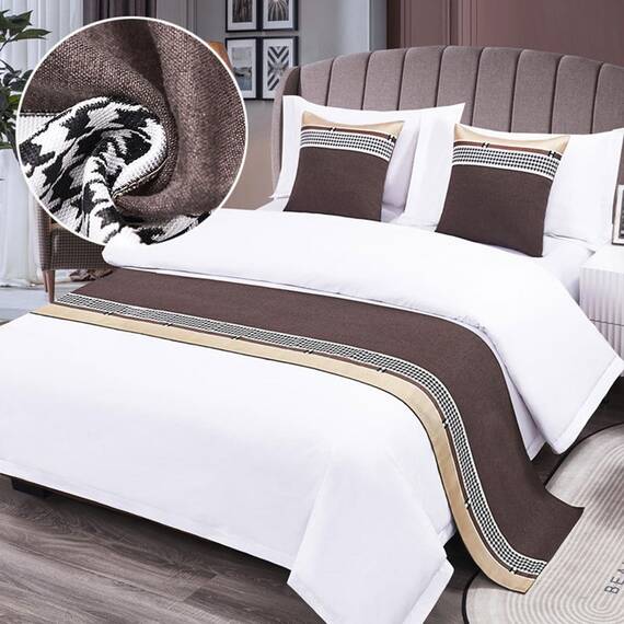 TTiiLoe Luxuriöser Bettläufer, Bettschal für Bettwäsche, Dekoration, moderne Decken, Tagesdecke, Hotel-Bettbezug, Schutz für Schlafzimmer, Kaffee, 50 x 210 cm für 1,5 m Bett