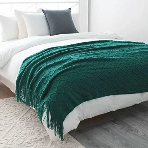 Bed Runner Bettläufer Schal Mit Passenden Kissen Moderner Bettüberwurf Mit Quasten King-Size-Betttuch Weich Gestrickt Für Zuhause Tagesdecke Schutz Bettwäsche Dekoration Für Einzel Doppel Kingsize