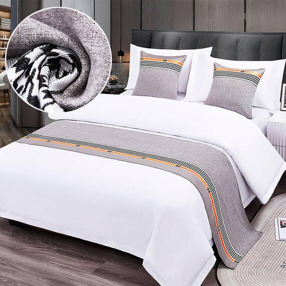 TTiiLoe Luxuriöser Bettläufer, Bettschal für Bettwäsche, Dekoration, moderne Decken, Tagesdecke, Hotel-Bettbezug, Schutz für Schlafzimmer, Hellgrau, 50 x 240 cm für 1,8 m Bett