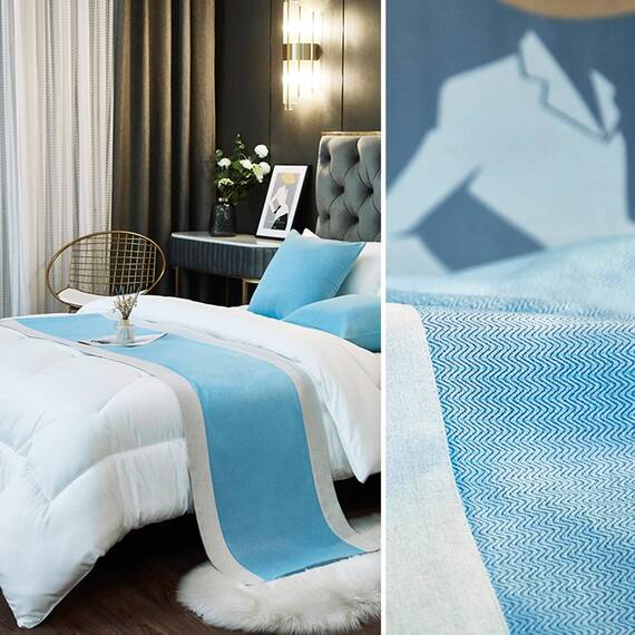 TTiiLoe Luxuriöser Bettläufer, Bettschal für Bettwäsche, Dekoration, moderne Decken, Tagesdecke, Hotel-Bettbezug, Schutz für Schlafzimmer, Hellblau, 50 x 260 cm für 2 m Bett