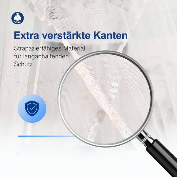 Flystopper XXL Moskitonetz Reise für Doppelbett – Mückennetz Bett mit extra großem Ring (80 cm), Moskitonetz Bett inkl. Aufhängeschnur & Tragetasche – Himmelbett Mückenschutz–250x80x1400cm