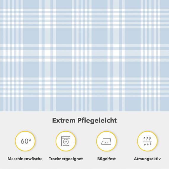 Träumschön Biber Bettwäsche Set 2tlg 135x200 cm + 80x80 cm – Flauschige Bettwäsche Hellblau – Weiche Winterbettwäsche Kariert - Atmungsaktiv, Warm & Hautfreundlich - 100% Baumwolle