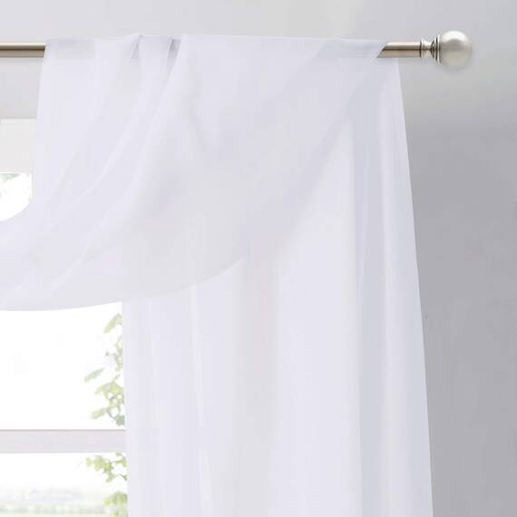 PONY DANCE Traubogen Deko Hochtzeit 152x548cm Querbehang Freihanddeko für Hochzeitsbogen Himmelbett Vorhänge Weiss Gardine für Fenster Tüllstoff Meterware Transparent, 1 Stück