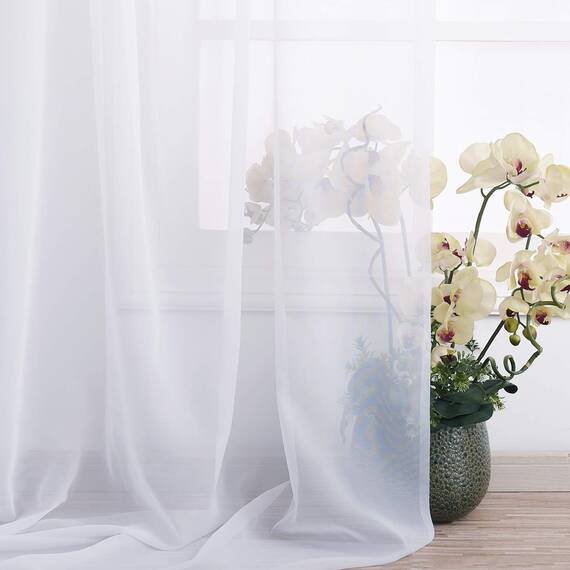 PONY DANCE Traubogen Deko Hochtzeit 152x548cm Querbehang Freihanddeko für Hochzeitsbogen Himmelbett Vorhänge Weiss Gardine für Fenster Tüllstoff Meterware Transparent, 1 Stück