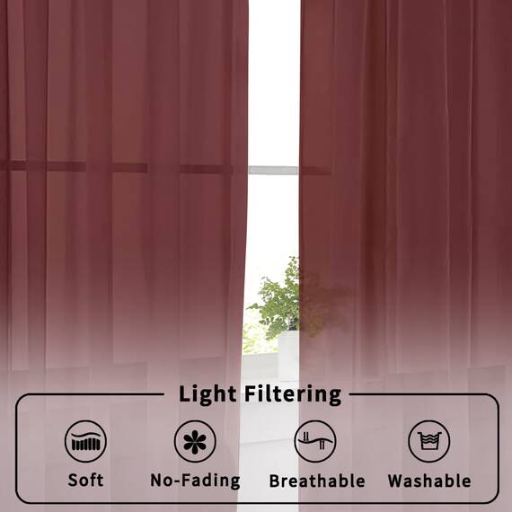 Aiyufneg Vorhänge für die Küche, 91.4 cm lang, kurze Küchenfensterbehandlung, einfarbig, Café-Vorhänge, Badezimmer, Voile, halbe Fenstervorhänge, Stangentasche, 101.6 cm Bx91.4 cm L