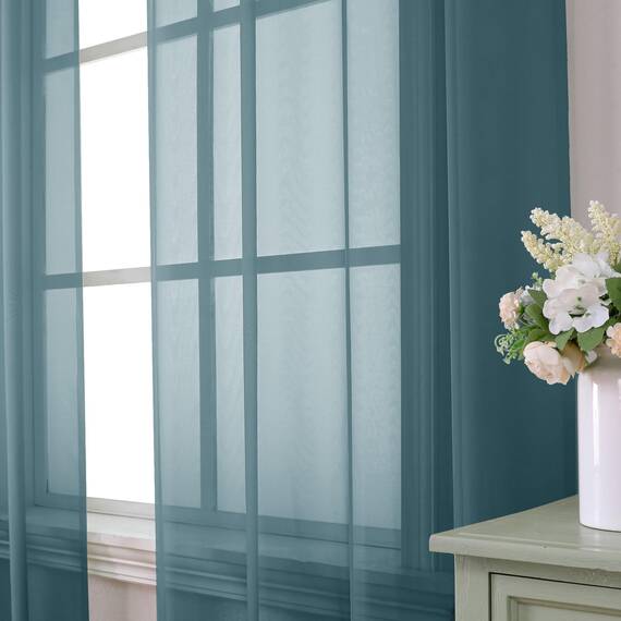 Aiyufeng Durchsichtige Vorhänge, 137 cm lang, 2 Paneele, lichtfilternde, luftige Stangentasche, staubblau, Fenstervorhang, Behandlungsvorhänge für Küche, Schlafzimmer, Wohnzimmer, jeweils 106 x 137 cm