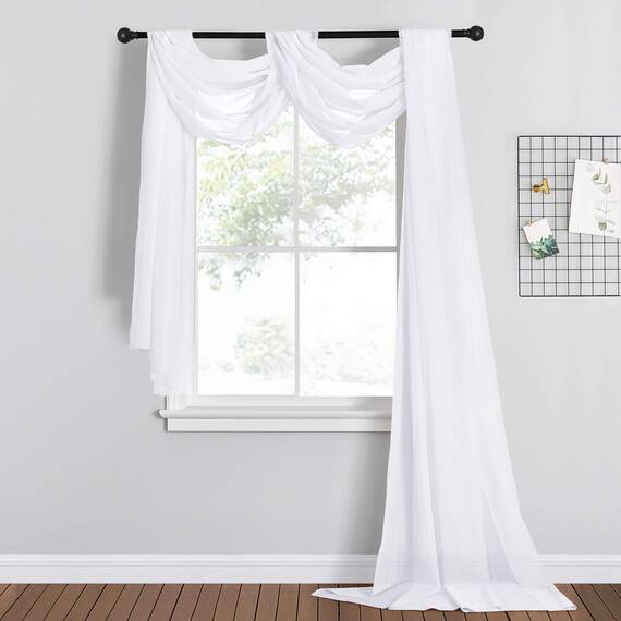 PONY DANCE Traubogen Deko Hochtzeit 152x548cm Querbehang Freihanddeko für Hochzeitsbogen Himmelbett Vorhänge Weiss Gardine für Fenster Tüllstoff Meterware Transparent, 1 Stück