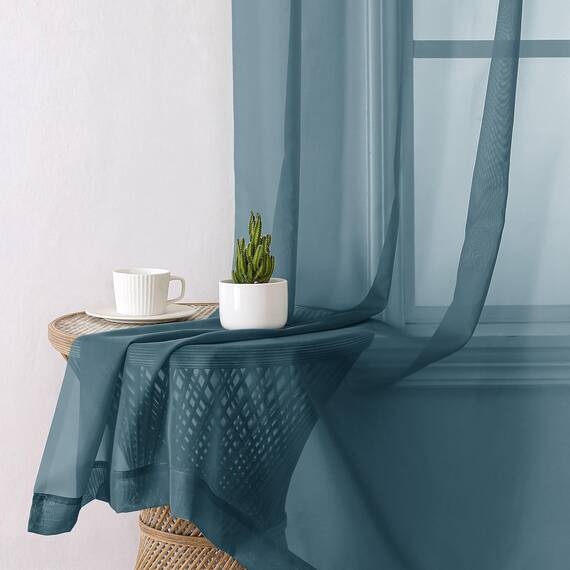 Aiyufeng Durchsichtige Vorhänge, 137 cm lang, 2 Paneele, lichtfilternde, luftige Stangentasche, staubblau, Fenstervorhang, Behandlungsvorhänge für Küche, Schlafzimmer, Wohnzimmer, jeweils 106 x 137 cm