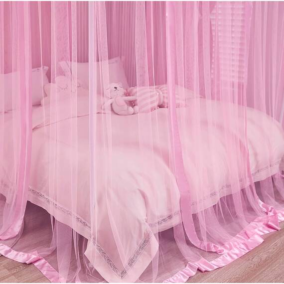 Mengersi Betthimmel für Mädchen, Bettvorhang, für Prinzessinnen, Geburtstagsgeschenk, Dekoration für Mädchenzimmer, rosa