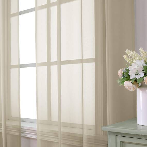 Aiyufeng Durchsichtige Vorhänge, 137 cm lang, 2 Paneele, halbtransparent, Voile, Stangentasche, durchsichtige Fenstervorhänge für Schlafzimmer, Bett, Baldachin, Wohnzimmer, Esszimmer, Hochzeit, Party