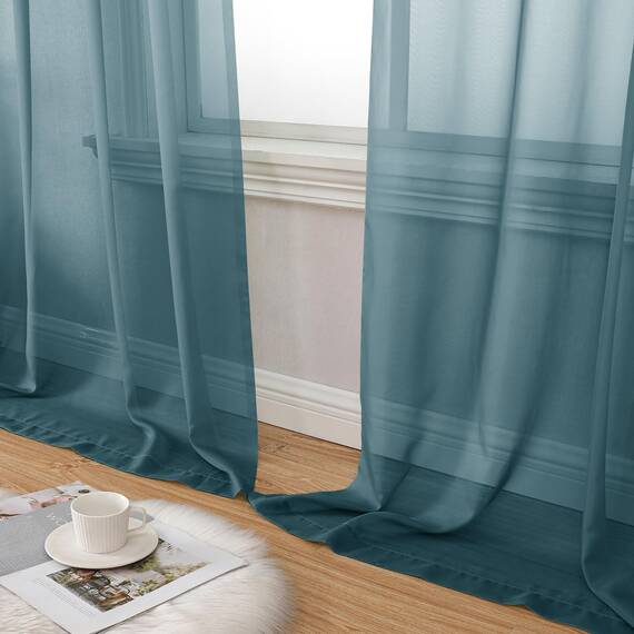 Aiyufeng Durchsichtige Vorhänge, 137 cm lang, 2 Paneele, lichtfilternde, luftige Stangentasche, staubblau, Fenstervorhang, Behandlungsvorhänge für Küche, Schlafzimmer, Wohnzimmer, jeweils 106 x 137 cm