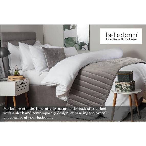 Belledorm Querbehang, 48,3 cm, Extra tief, Faltenvolant – verwandelt einen langweilig aussehenden Diwan – luxuriöses Velourslederimitat, leinen, Doppelbett