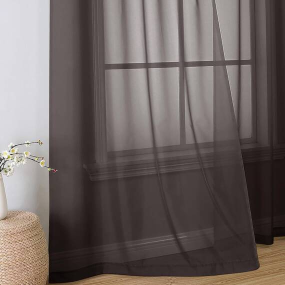 Aiyufeng Transparente Vorhänge, 183 cm lang, 2 Paneele, solide Voile-Oberseite, Doppelstangentaschen, stilvoll, atmungsaktiv, Fensterbehandlung für Kinderzimmer/Schlafzimmer/Wohnzimmer, 106 x 183 cm,