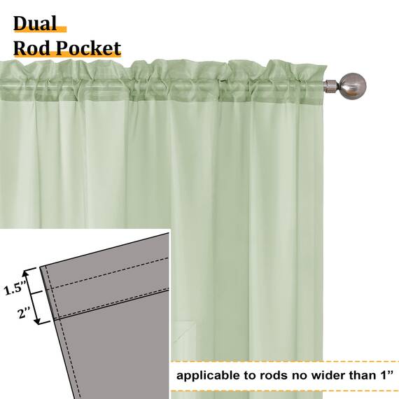 Aiyufeng Hellgrüne, durchsichtige Vorhänge, 213 cm lang, 2 Paneele für Wohnzimmer, lichtfilternde, grüne Fenstervorhänge für Schlafzimmer, jeweils 106,7 x 213,4 cm (B x L)