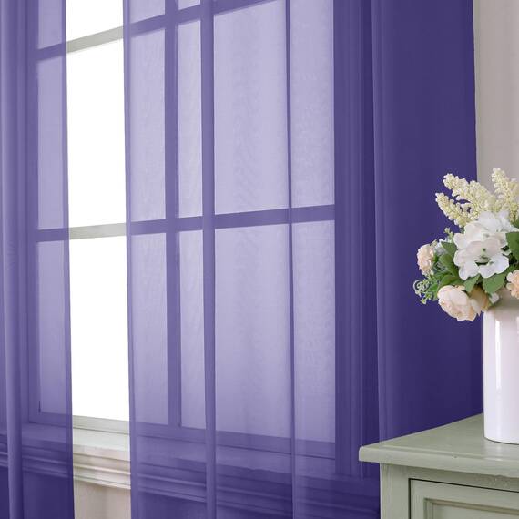 Aiyufeng Durchsichtige Vorhänge, 244 cm lang, 2 Paneele, lichtfilternd, weich, luftig, Voile, Stangentasche, violett, durchsichtige Fenstervorhänge für Schlafzimmer und Wohnzimmer, jeweils 106 x 244