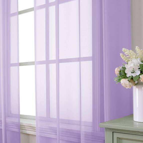 Aiyufeng Durchsichtige Vorhänge, 2 Stück, 244 cm Länge, lichtfilternde Fenstervorhänge, Vorhänge für Küche, Schlafzimmer/Kinderzimmer, Voile-Oberseite, Doppelstangentasche, 2 Stück 106,7 x 243,8 cm