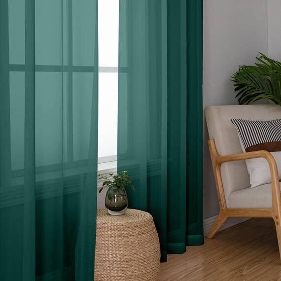 Aiyufeng Hunter Green Sheer Vorhang, 2 Paneele für Wohnzimmer, lichtfilternde Voile, grüne Vorhänge für Schlafzimmer, Terrasse, Schiebetür, jeweils 106,7 cm B x 243,8 cm L