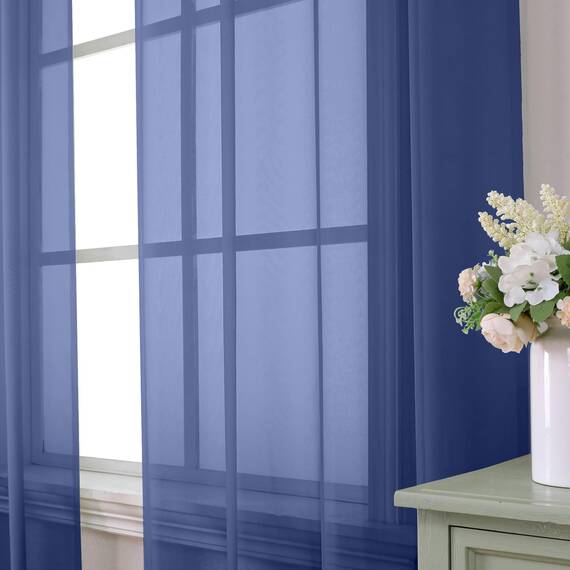 Aiyufeng Durchsichtige Vorhänge, 183 cm Länge, 2 Paneele, halbtransparent, Voile, dunkelblau, durchscheinende Fenstervorhänge für Schlafzimmer, Bett, Baldachin, Wohnzimmer, Esszimmer, Hochzeit, Party,