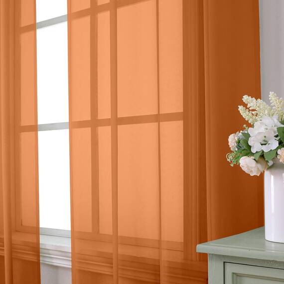 Aiyufeng Transparente Vorhänge, 183 cm lang, 2 Paneele, lichtfilternd, luftige Stangentasche, orangefarbene Fenstervorhänge, Behandlungsvorhänge für Küche, Schlafzimmer, Wohnzimmer, jeweils 106 x 183