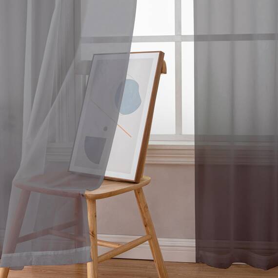 Aiyufeng Durchsichtiger Voile-Vorhang für Küche, Schlafzimmer, Wohnzimmer, Vorhänge, Sonnenlichtfilterung, Privatsphäre, halb-Heimdekoration, sortiert (Grau, 106 x 228 cm)