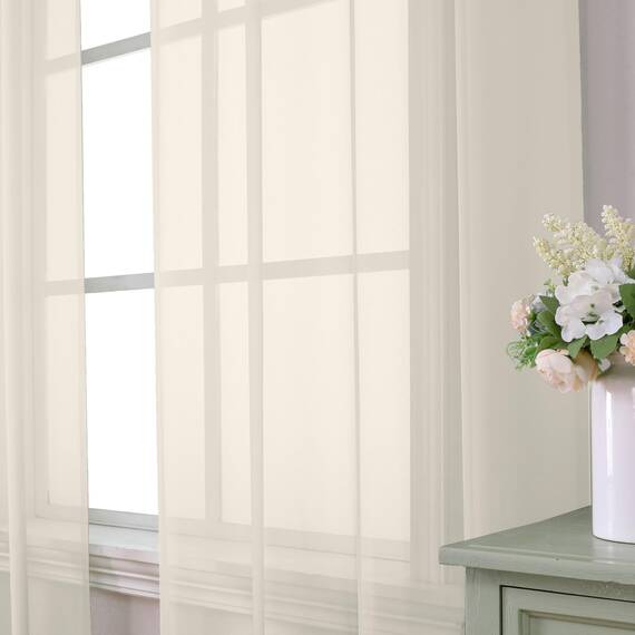 Aiyufeng Cremefarbene transparente Vorhänge, 213 cm lang, 2 Paneele für Wohnzimmer, lichtfilternde, grüne Fenstervorhänge für Schlafzimmer, jeweils 106,7 x 213,4 cm (B x L)
