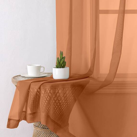 Aiyufeng Transparente Vorhänge, 137 cm lang, 2 Paneele, lichtfilternd, luftige Stangentasche, orangefarbene Fenstervorhänge, Behandlungsvorhänge für Küche, Schlafzimmer, Wohnzimmer, jeweils 106 x 137