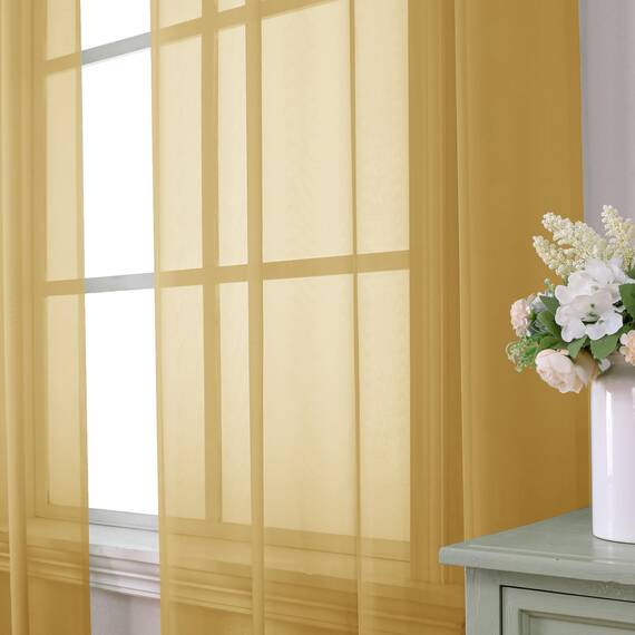 Aiyufeng Goldfarbener Vorhang, 228,6 cm lang, 2 Paneele, lichtfilternd, goldfarben, Fenstervorhang, Vorhänge für Küche, Schlafzimmer, Kinderzimmer, Doppelstangentasche, 2 Stück 106,7 x 228,6 cm