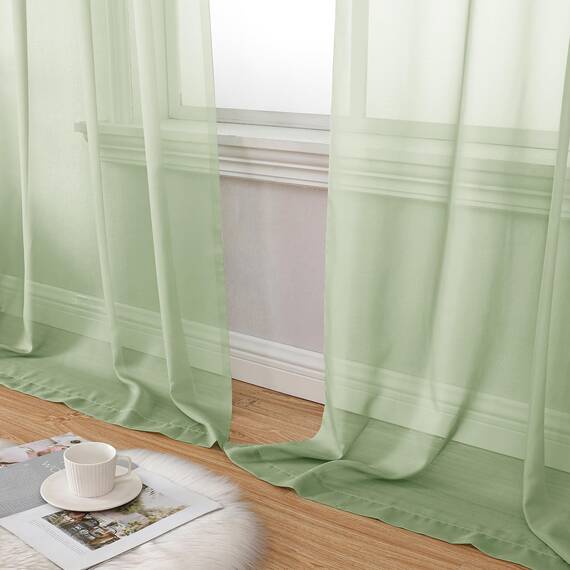 Aiyufeng Hellgrüne, durchsichtige Vorhänge, 213 cm lang, 2 Paneele für Wohnzimmer, lichtfilternde, grüne Fenstervorhänge für Schlafzimmer, jeweils 106,7 x 213,4 cm (B x L)