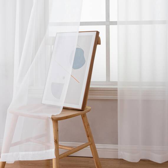 Aiyufeng 2 Stück: Basic weiße transparente Vorhänge für Wohnzimmer, 213 cm Länge, 2 Paneele, lichtfilternde Voile-Vorhänge für Schlafzimmer, Terrasse, Schiebetür, je 150 x 213 cm (B x L), Weiß