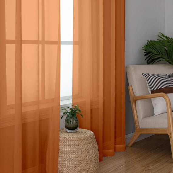 Aiyufeng Transparente Vorhänge, 183 cm lang, 2 Paneele, lichtfilternd, luftige Stangentasche, orangefarbene Fenstervorhänge, Behandlungsvorhänge für Küche, Schlafzimmer, Wohnzimmer, jeweils 106 x 183