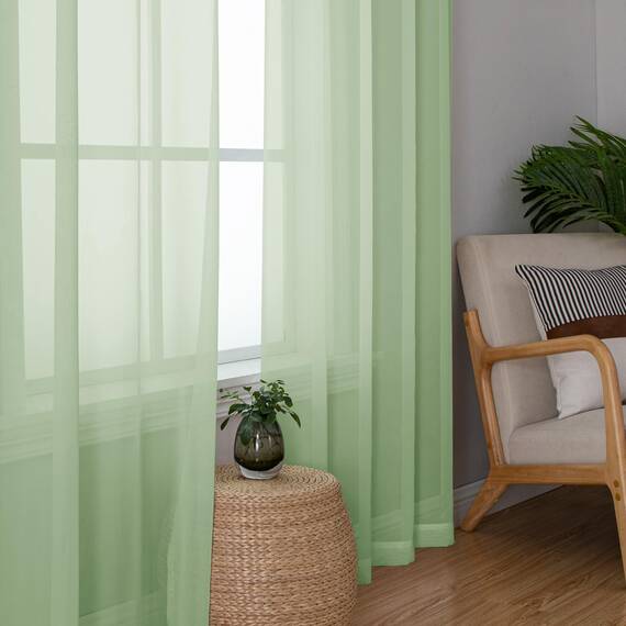 Aiyufeng Hellgrüne, durchsichtige Vorhänge, 213 cm lang, 2 Paneele für Wohnzimmer, lichtfilternde, grüne Fenstervorhänge für Schlafzimmer, jeweils 106,7 x 213,4 cm (B x L)