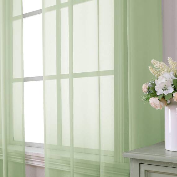 Aiyufeng Hellgrüne, durchsichtige Vorhänge, 213 cm lang, 2 Paneele für Wohnzimmer, lichtfilternde, grüne Fenstervorhänge für Schlafzimmer, jeweils 106,7 x 213,4 cm (B x L)