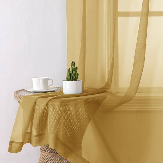 Aiyufeng Goldfarbener Vorhang, 228,6 cm lang, 2 Paneele, lichtfilternd, goldfarben, Fenstervorhang, Vorhänge für Küche, Schlafzimmer, Kinderzimmer, Doppelstangentasche, 2 Stück 106,7 x 228,6 cm