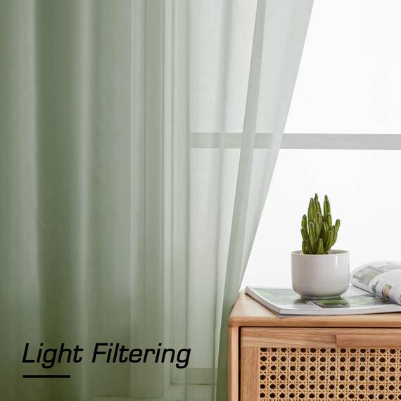 Aiyufeng Durchsichtige Voile-Vorhänge, Salbeigrün, transparent, leicht, weich, Fensterbehandlungsvorhang mit Stangentasche, für Terrassentür/Wohnzimmer (B 59 x L 96 cm, 2 Stoffbahnen), Salbeigrün