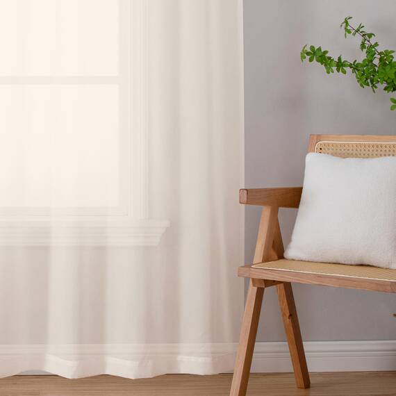 Aiyufeng Cremefarbene transparente Vorhänge, 213 cm lang, 2 Paneele für Wohnzimmer, lichtfilternde, grüne Fenstervorhänge für Schlafzimmer, jeweils 106,7 x 213,4 cm (B x L)