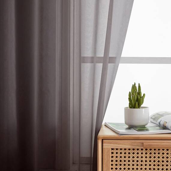 Aiyufeng Durchsichtige Vorhänge, 228 cm lang, 2 Paneele, solide Voile-Vorhang, stilvolle atmungsaktive Vorhänge, Fensterbehandlung für Kinderzimmer/Schlafzimmer/Wohnzimmer, 106 x 228 cm,