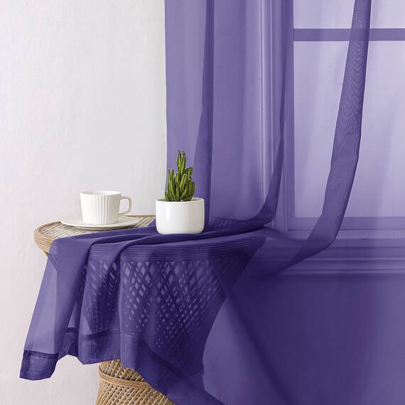 Aiyufeng Durchsichtige Vorhänge, 244 cm lang, 2 Paneele, lichtfilternd, weich, luftig, Voile, Stangentasche, violett, durchsichtige Fenstervorhänge für Schlafzimmer und Wohnzimmer, jeweils 106 x 244
