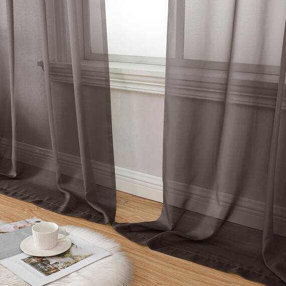 Aiyufeng Durchsichtige Vorhänge, 244 cm lang, 2 Paneele, solide Voile-Vorhang, stilvolle atmungsaktive Vorhänge, Fensterbehandlung für Kinderzimmer/Schlafzimmer/Wohnzimmer, 106 x 244 cm (B x L