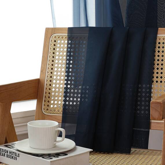 Aiyufeng Vorhänge, durchscheinend, Marineblau, 274,3 cm Länge, 2 Paneele, luftig, weich, Stangentasche, Voile-Vorhänge für Wohnzimmer/Schlafzimmer, je 40 B x 108 L
