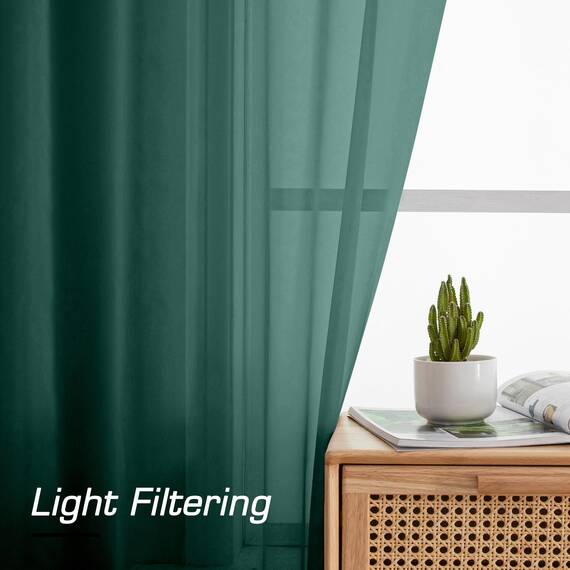 Aiyufeng Hunter Green Sheer Vorhang, 183 cm Länge, 2 Paneele für Wohnzimmer, lichtfilternde Voile, grüne Vorhänge für Schlafzimmer, Terrasse, Schiebetür, jeweils 106,7 cm B x 182,9 cm L