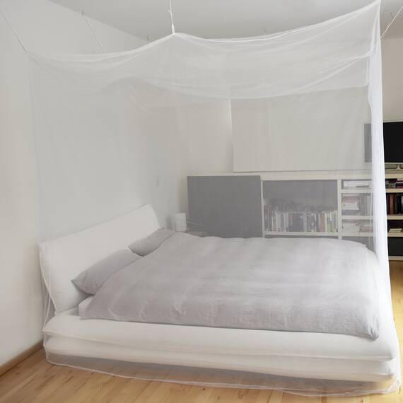 FREILUFTRAUM I Moskitonetz Reise für Doppelbett 220x200 weiß ohne Öffnungen – Mückennetz Bett Kastenform (Packung mit 2)