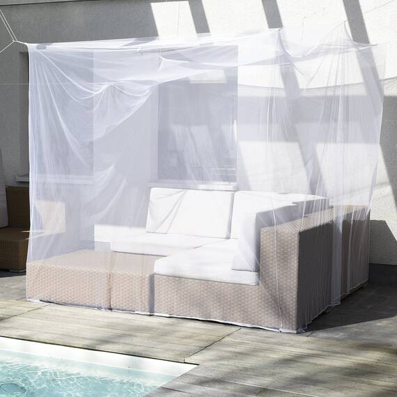 FREILUFTRAUM I Moskitonetz Reise für Doppelbett 220x200 weiß ohne Öffnungen – Mückennetz Bett Kastenform (Packung mit 2)